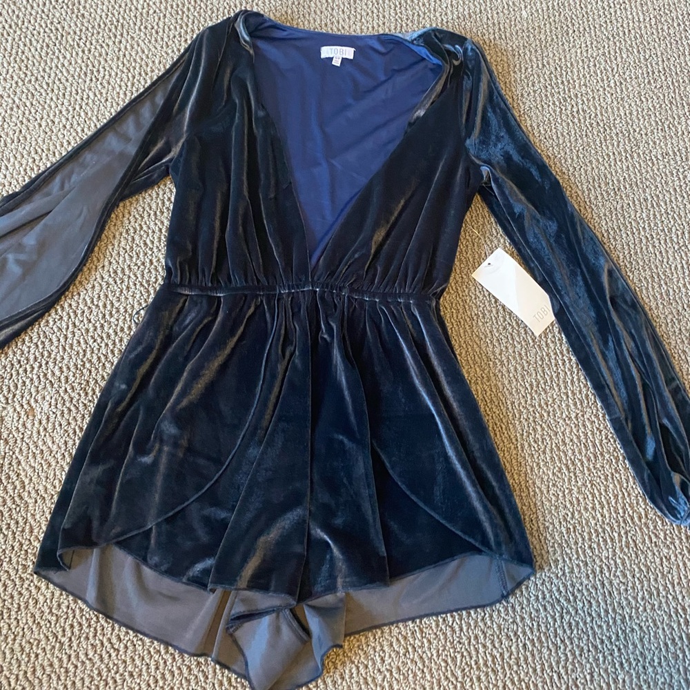 Blue velvet romper